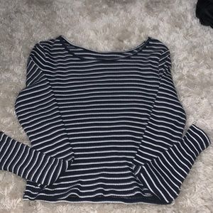 stripped slightly cropped long sleeve tee